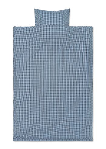 Ferm Living - Bed Sheet - Check Sengetøj - Faded Blue / Chocolate