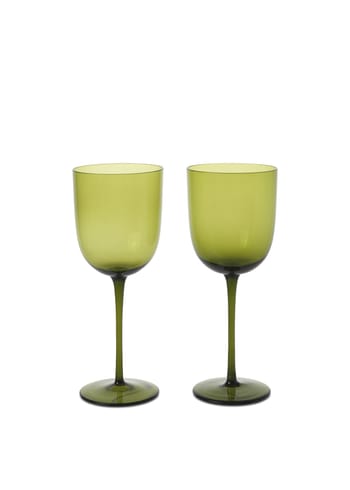 Ferm Living - Wine glass - Host White Wine Glasses - Host White Wine Glasses - Set of 2 - Moss Green