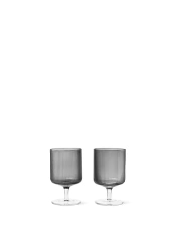 Ferm Living - Wijnglas - Ripple Wine Glass (Set of 2) - Smoked Grey