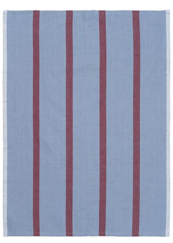 Ferm Living - Viskestykke - Hale Tea Towel - Faded Blue/Burgundy