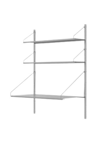 FRAMA - Reolsystem - Shelf Library H1084 / Desk Section - Stainless Steel