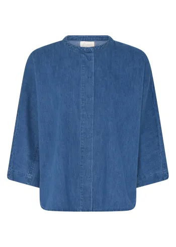 FRAU - Overhemden - Seoul Short Denim Shirt - Clear Blue Denim