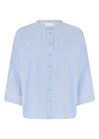 FRAU - Chemise - Seoul Short Denim Shirt - Light Blue Denim