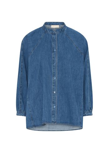 FRAU - Camisa - Tokyo LS Short Denim Shirt - Medium Blue Denim