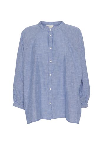 FRAU - Skjorte - Tokyo LS Short Shirt - Medium Blue Stripe