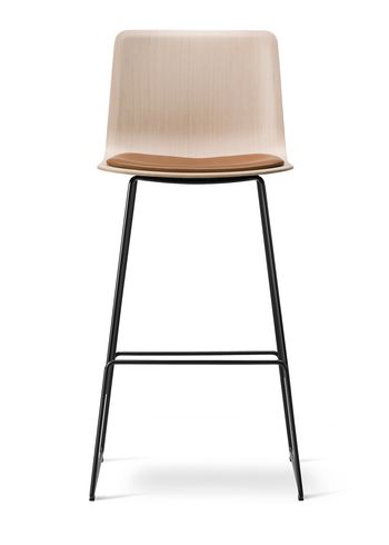 Fredericia Furniture - Banco de bar - Pato Sledge Barstool 4301 by Welling/Ludvik - Seat Upholstery - Sand/Vegeta 91 Natural