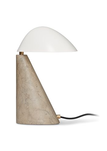 Fredericia Furniture - Lámpara de mesa - Fellow Lamp 8110 by Space Copenhagen - Dark Atlantico Limestone / White Powder-coated Steel