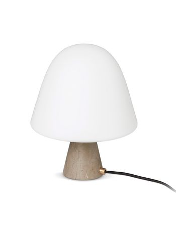 Fredericia Furniture - Candeeiro de mesa - Meadow Lamp 8115 by Space Copenhagen - Dark Atlantico Limestone / White Opal Glass