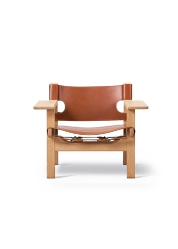Fredericia Furniture - Fauteuil - The Spanish Chair 2226 by Børge Mogensen - Light Oiled Oak / Cognac Saddle Leather