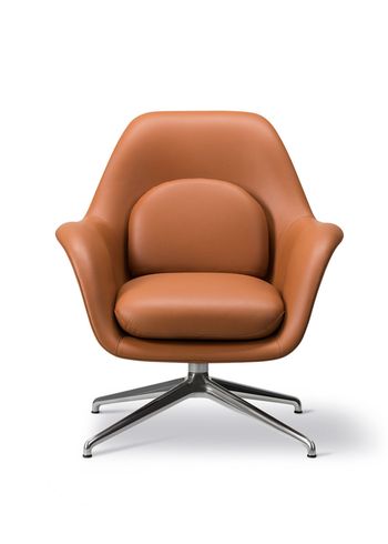 Fredericia Furniture - Fauteuil - Swoon Lounge Petit Chair 1776 by Space Copenhagen - Omni 307 Cognac / Polished Aluminium