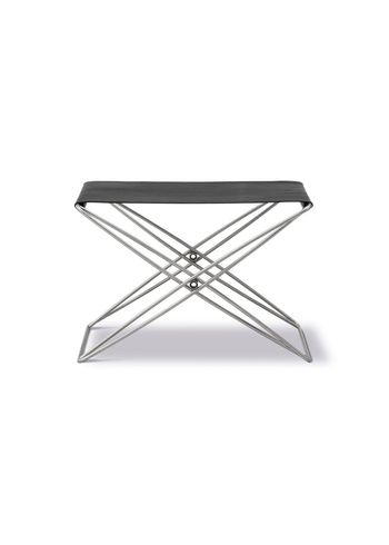 Fredericia Furniture - Stool - JG Folding Stool 6565 by Jørgen Gammelgaard - Max 98 Black / Brushed Stainless Steel