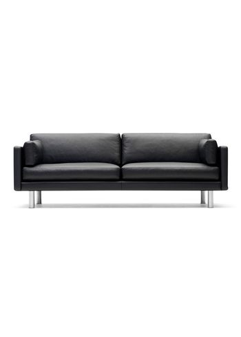 Fredericia Furniture - Divano - EJ220 2-seater Sofa 2052 by Erik Jørgensen - Omni 301 Black / Brushed Chrome