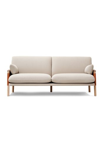 Fredericia Furniture - Sofa - Savannah Sofa 8802 by Monica Förster - Grand Linen Natural / Omni 307 Cognac / Light Oiled Oak