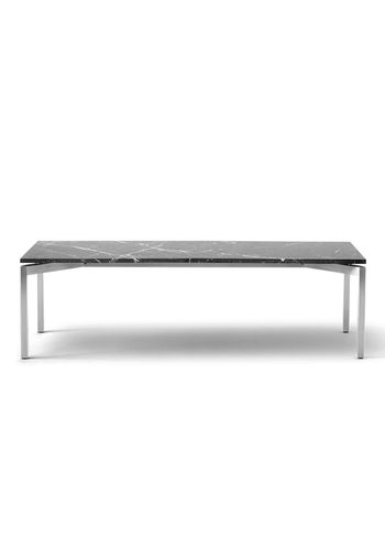 Fredericia Furniture - Mesa de centro - EJ66 Table 5166 by Foersom & Hiort-Lorenzen - White Carrara / Brushed Steel