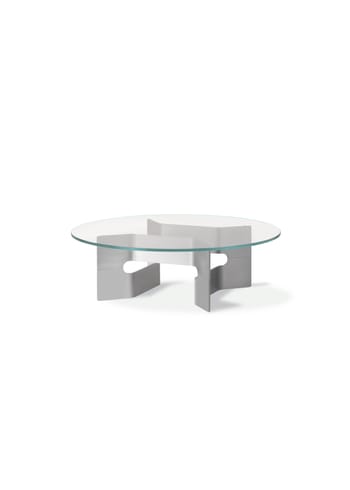 Fredericia Furniture - Coffee Table - JG Coffee Table 6558 / By Jørgen Gammelgaard - Glass / Brushed Aluminum with Clear Powder Coating