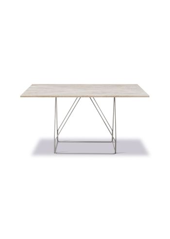 Fredericia Furniture - Dining Table - JG Table 6569 by Jørgen Gammelgaard - Ivory Quartz / Polished Stainless Steel
