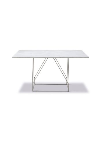 Fredericia Furniture - Dining Table - JG Table 6569 by Jørgen Gammelgaard - White Carrara / Brushed Stainless Steel