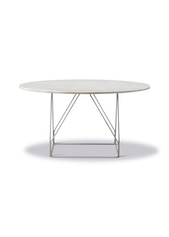 Fredericia Furniture - Dining Table - JG Table 6568 by Jørgen Gammelgaard - Ivory Quartz / Polished Stainless Steel