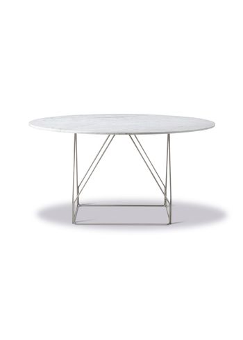 Fredericia Furniture - Dining Table - JG Table 6568 by Jørgen Gammelgaard - White Carrara / Brushed Stainless Steel