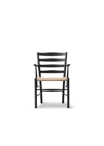 Fredericia Furniture - Eetkamerstoel - Klint Armchair 3208 / By Kaare Klint - Black Lacquered Oak / Natural Papercord