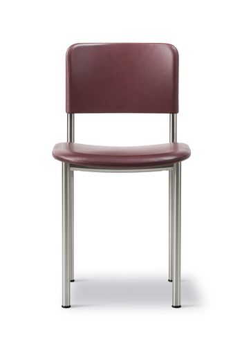 Fredericia Furniture - Esstischstuhl - Plan Chair 3414 by Edward Barber & Jay Osgerby - Max 93 Indian Red / Brushed Chrome