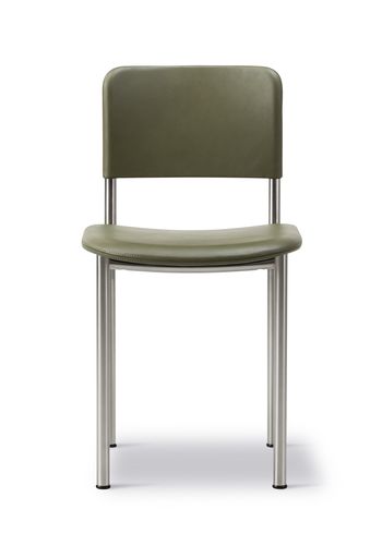 Fredericia Furniture - Spisebordsstol - Plan Chair 3414 by Edward Barber & Jay Osgerby - Trace 8146 Olive / Brushed Chrome