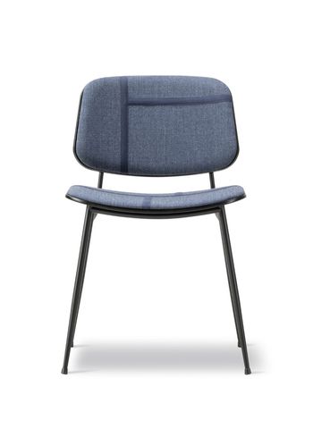 Fredericia Furniture - Eetkamerstoel - Søborg Chair 3062 by Børge Mogensen - Sheworks Ribbon Blue Notes / Black Lacquered Oak / Black