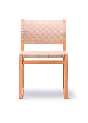 Fredericia Furniture - Krzesło - BM61 Chair 3361 by Børge Mogensen - Natural Linen Webbing / Oiled Oak