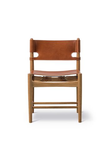 Fredericia Furniture - Chaise - Den Spanske Stol 3237 by Børge Mogensen - Oiled Oak / Cognac Saddle Leather
