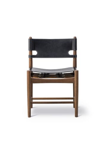 Fredericia Furniture - Chaise - Den Spanske Stol 3237 by Børge Mogensen - Oiled Smoked Oak / Black Saddle Leather
