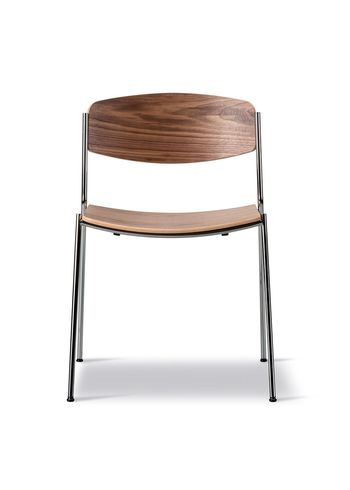 Fredericia Furniture - Silla - Lynderup Chair 3080 by Børge Mogensen - Lacquered Walnut / Chrome