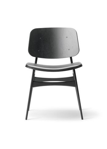 Fredericia Furniture - Sedia - Søborg Chair 3051 by Børge Mogensen - Primo 88 Black / Black Lacquered Oak