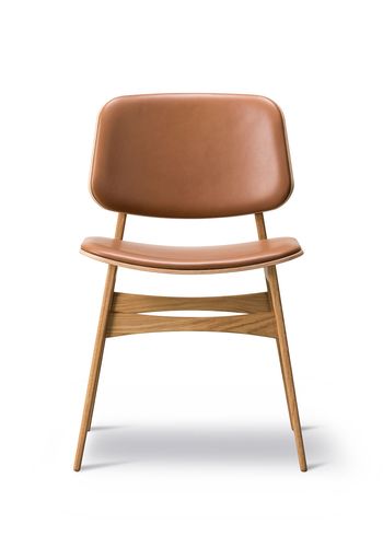 Fredericia Furniture - Chaise - Søborg Chair 3052 by Børge Mogensen - Max 95 Cognac / Oiled Oak