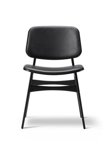 Fredericia Furniture - Chaise - Søborg Chair 3052 by Børge Mogensen - Primo 88 Black / Black Lacquered Oak