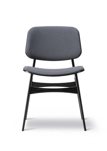 Fredericia Furniture - Chaise - Søborg Chair 3052 by Børge Mogensen - Rime 791 / Black Lacquered Oak
