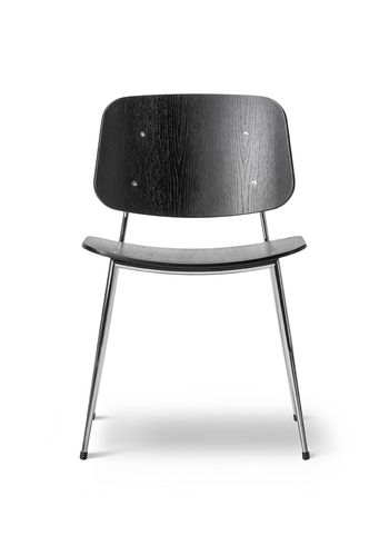 Fredericia Furniture - Chaise - Søborg Chair 3060 by Børge Mogensen - Black Lacquered Oak / Chrome