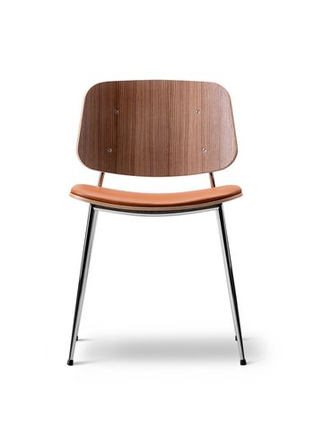 Fredericia Furniture - Chaise - Søborg Chair 3061 by Børge Mogensen - Primo 75 Cognac / Oiled Walnut / Chrome