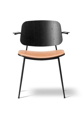 Fredericia Furniture - Chaise - Søborg Chair 3071 by Børge Mogensen - Max 95 Cognac / Black Lacquered Oak / Black