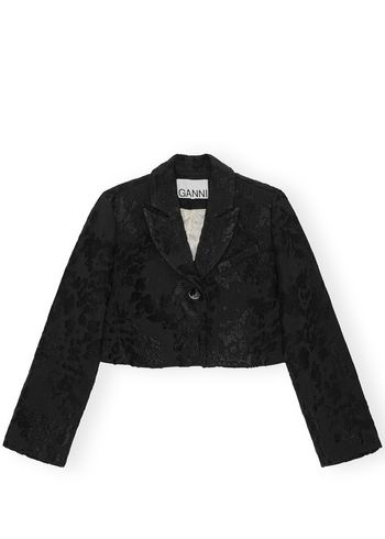 Ganni - Blazer - Boucle Jacquard Suiting Cropped Blazer - Black