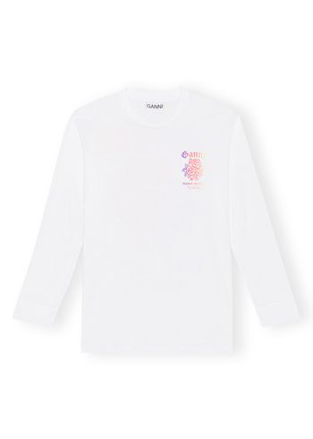 Ganni - Blus - Light Cotton Jersey Long Sleeve T-shirt - Bright White
