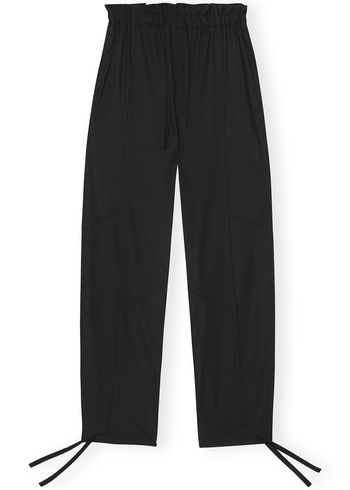 Ganni - Spodnie - Drapey Melange Elasticated Waist Pants - Black