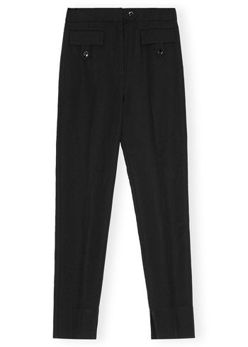 Ganni - Calças - Light Twill Suiting Pants - Black