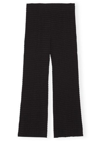 Ganni - Pantalon - Stretch Seersucker Cropped Pants - Black