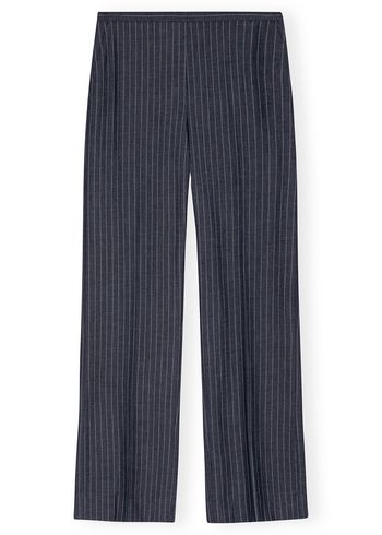 Ganni - Pantalones - Stretch Stripe Mid Waist Pants - Gray Pinstripe