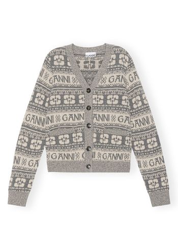 Ganni - Cardigan - Logo Wool Mix Cardigan - Frost Gray