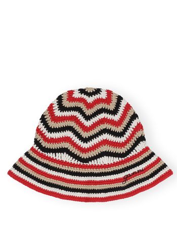 Ganni - Hattu - Cotton Crochet Bucket Hat - Racing Red