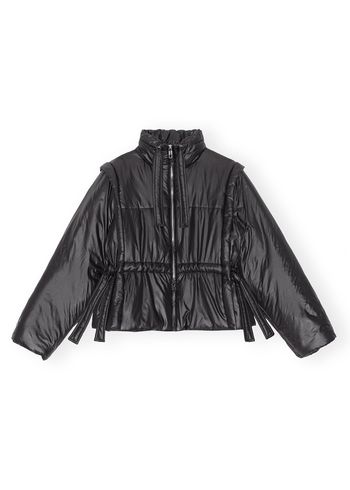 Ganni - Jacke - Shiny Quilt Vest Jacket - Black