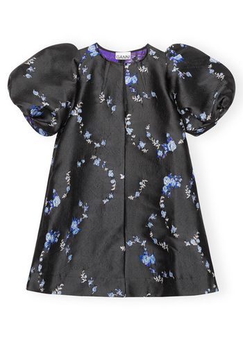 Ganni - Kjole - 3D Jacquard A-shaped Zip Mini Dress - Black