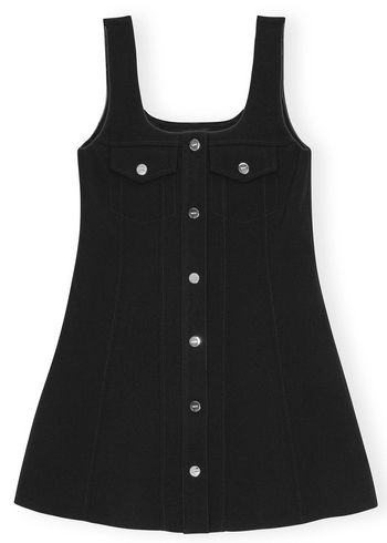 Ganni - Vestido - Bonded Crepe Mini Dress - Black