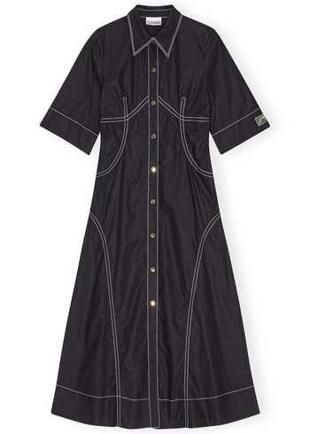 Ganni - Vestido - Cotton Poplin Long Shirt Dress - Black